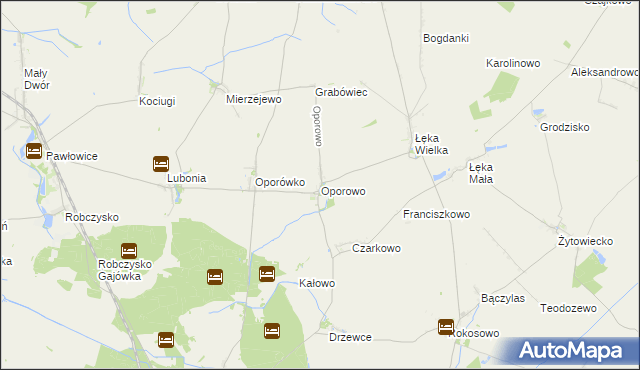 mapa Oporowo gmina Krzemieniewo, Oporowo gmina Krzemieniewo na mapie Targeo