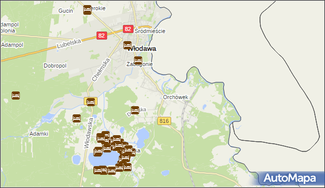 mapa Orchówek gmina Włodawa, Orchówek gmina Włodawa na mapie Targeo