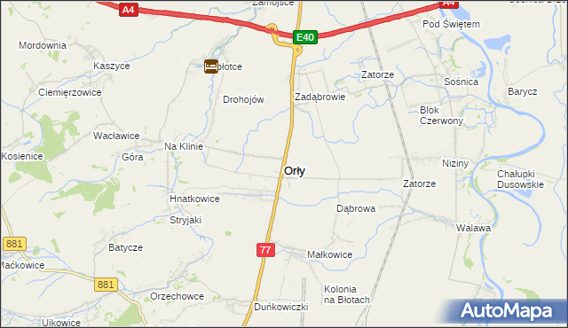 mapa Orły powiat przemyski, Orły powiat przemyski na mapie Targeo