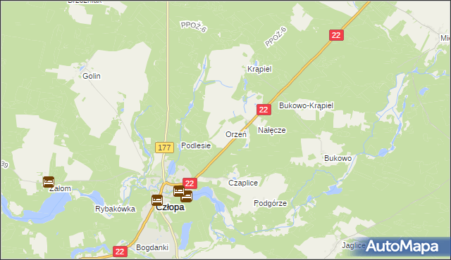 mapa Orzeń, Orzeń na mapie Targeo