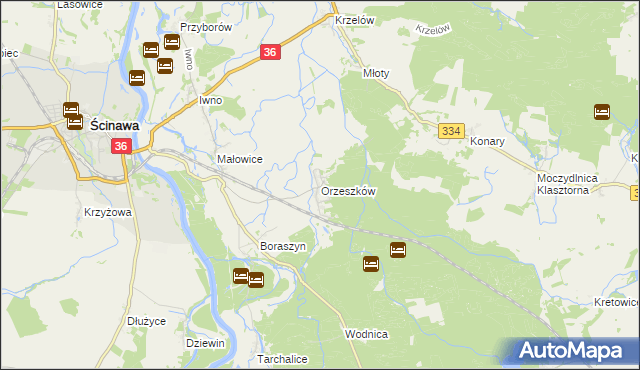 mapa Orzeszków gmina Wińsko, Orzeszków gmina Wińsko na mapie Targeo