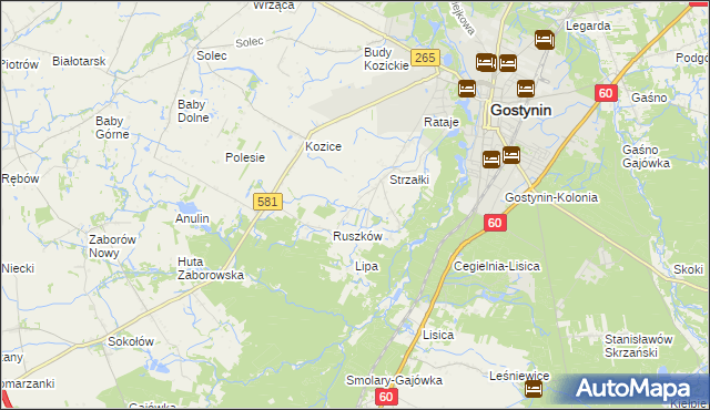 mapa Osada gmina Gostynin, Osada gmina Gostynin na mapie Targeo