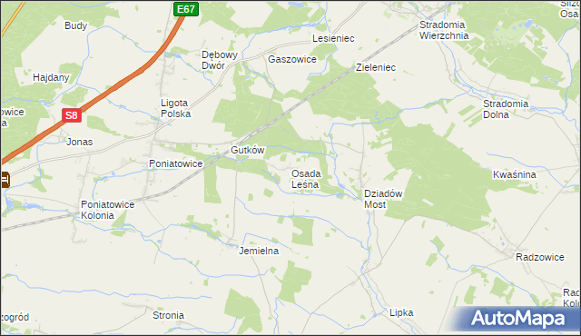 mapa Osada Leśna gmina Oleśnica, Osada Leśna gmina Oleśnica na mapie Targeo