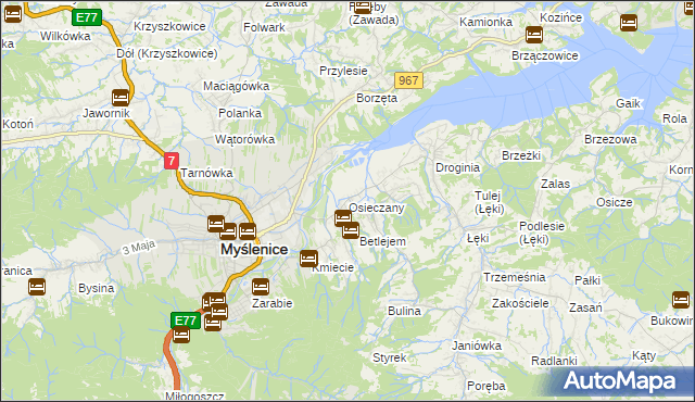 mapa Osieczany, Osieczany na mapie Targeo