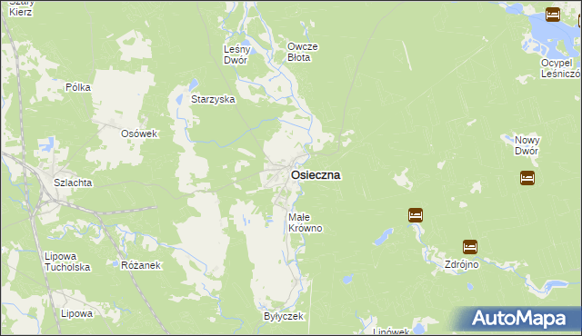 mapa Osieczna powiat starogardzki, Osieczna powiat starogardzki na mapie Targeo