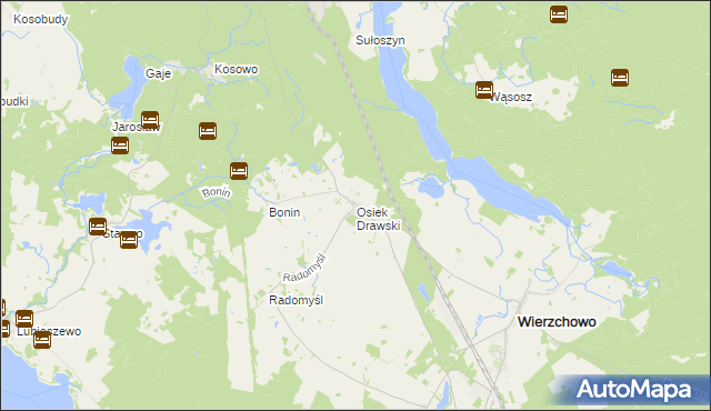 mapa Osiek Drawski, Osiek Drawski na mapie Targeo