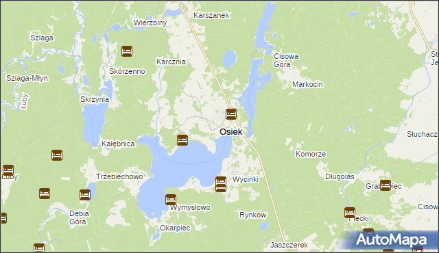 mapa Osiek powiat starogardzki, Osiek powiat starogardzki na mapie Targeo