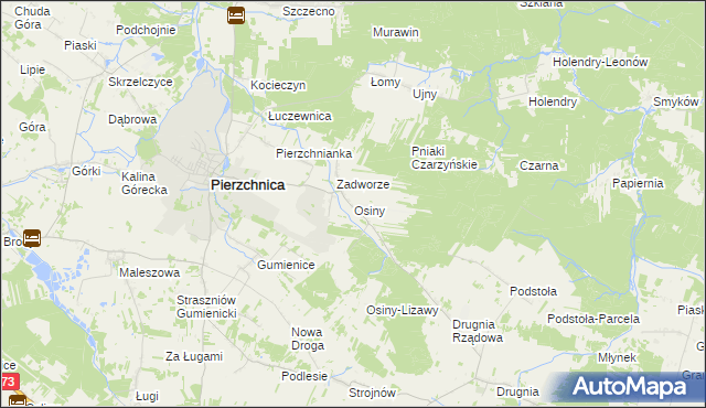 mapa Osiny gmina Pierzchnica, Osiny gmina Pierzchnica na mapie Targeo