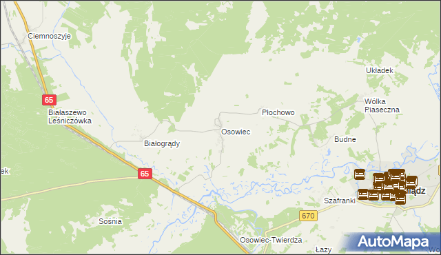 mapa Osowiec gmina Goniądz, Osowiec gmina Goniądz na mapie Targeo
