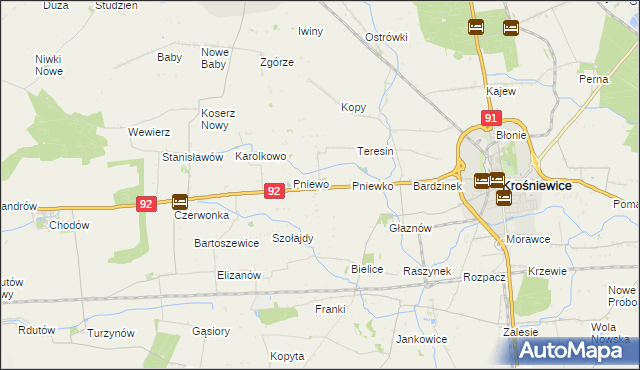 mapa Ostałów gmina Krośniewice, Ostałów gmina Krośniewice na mapie Targeo