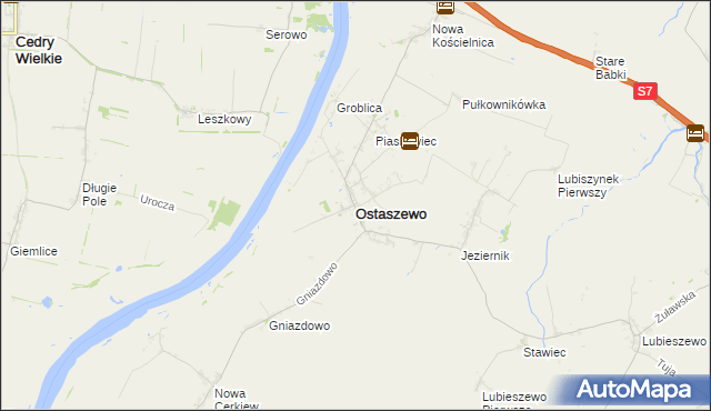 mapa Ostaszewo powiat nowodworski, Ostaszewo powiat nowodworski na mapie Targeo