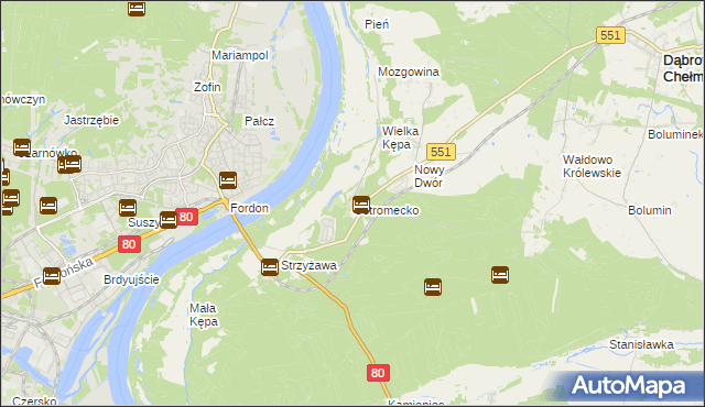 mapa Ostromecko, Ostromecko na mapie Targeo