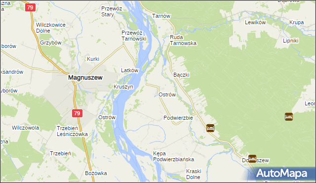 mapa Ostrów gmina Maciejowice, Ostrów gmina Maciejowice na mapie Targeo