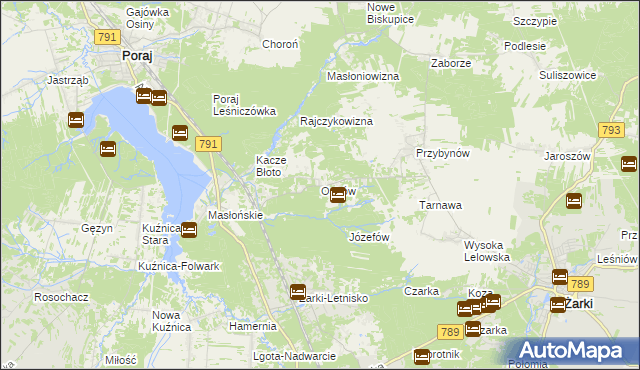 mapa Ostrów gmina Żarki, Ostrów gmina Żarki na mapie Targeo