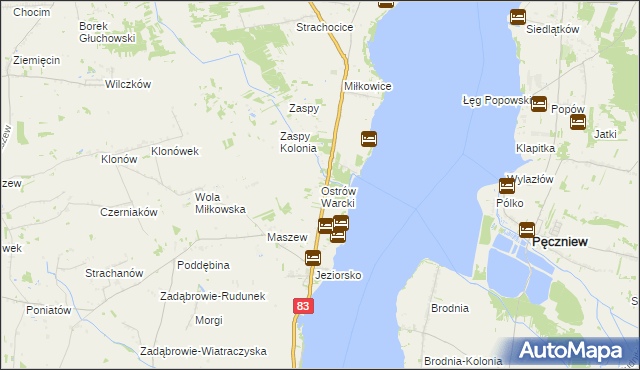 mapa Ostrów Warcki, Ostrów Warcki na mapie Targeo