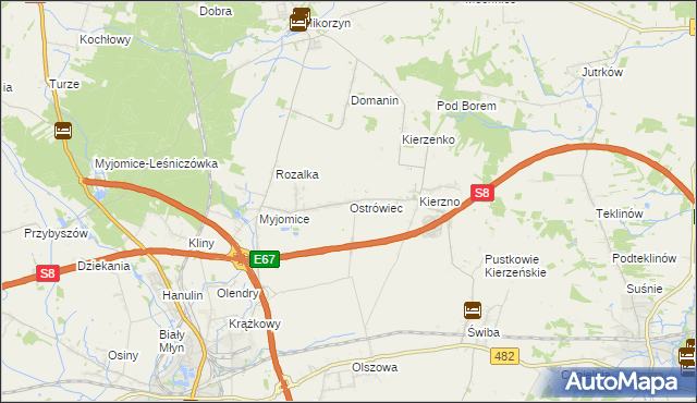 mapa Ostrówiec gmina Kępno, Ostrówiec gmina Kępno na mapie Targeo