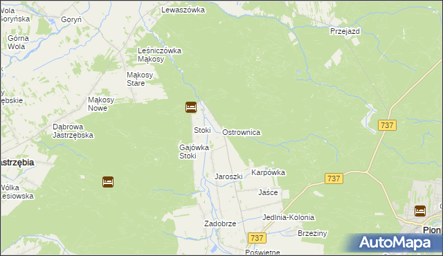 mapa Ostrownica gmina Pionki, Ostrownica gmina Pionki na mapie Targeo