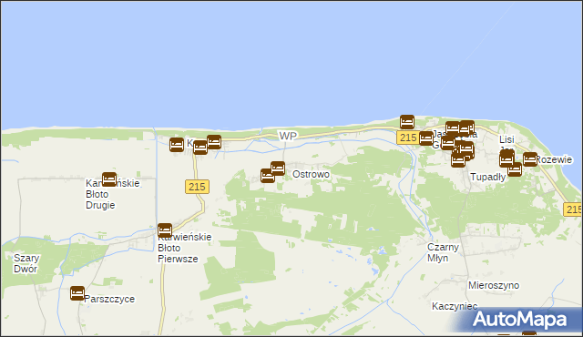 mapa Ostrowo gmina Władysławowo, Ostrowo gmina Władysławowo na mapie Targeo