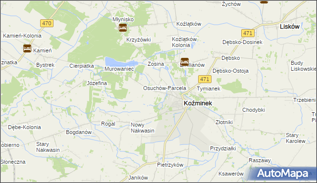 mapa Osuchów gmina Koźminek, Osuchów gmina Koźminek na mapie Targeo