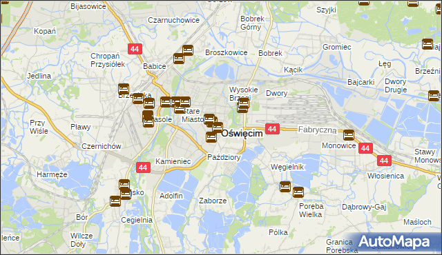 mapa Oświęcimia, Oświęcim na mapie Targeo