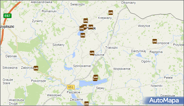 mapa Oszkinie, Oszkinie na mapie Targeo