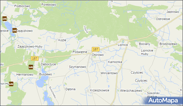mapa Otorowo gmina Szamotuły, Otorowo gmina Szamotuły na mapie Targeo