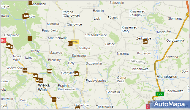 mapa Owczary gmina Zielonki, Owczary gmina Zielonki na mapie Targeo