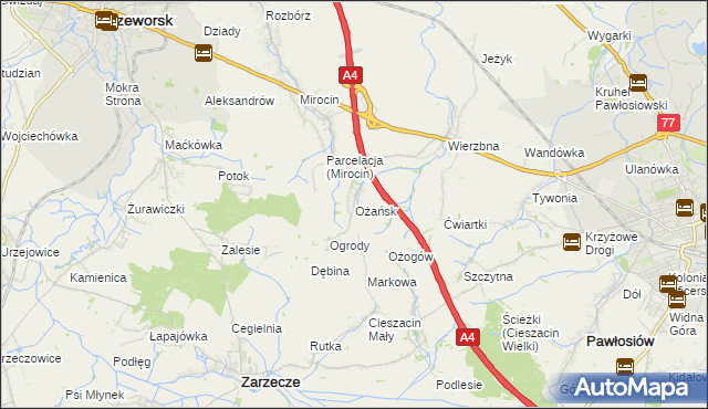 mapa Ożańsk, Ożańsk na mapie Targeo