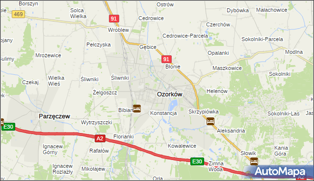 mapa Ozorków, Ozorków na mapie Targeo