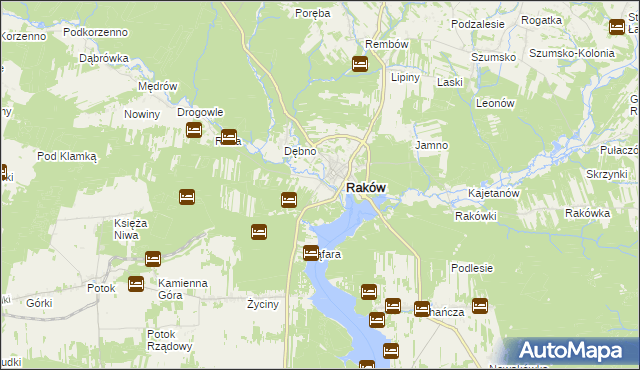 mapa Pągowiec gmina Raków, Pągowiec gmina Raków na mapie Targeo