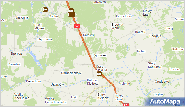 mapa Pągowiec gmina Stara Błotnica, Pągowiec gmina Stara Błotnica na mapie Targeo