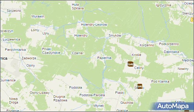 mapa Papiernia gmina Raków, Papiernia gmina Raków na mapie Targeo