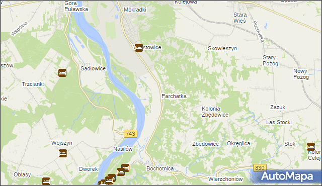 mapa Parchatka, Parchatka na mapie Targeo