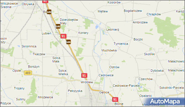 mapa Parzyce gmina Ozorków, Parzyce gmina Ozorków na mapie Targeo