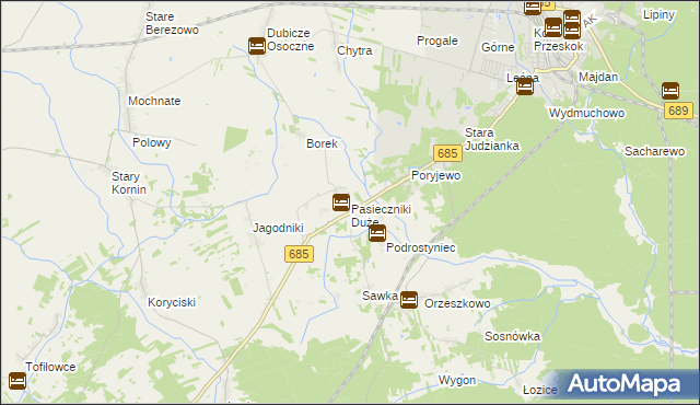 mapa Pasieczniki Duże, Pasieczniki Duże na mapie Targeo