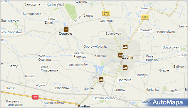 mapa Pasieka gmina Żychlin, Pasieka gmina Żychlin na mapie Targeo