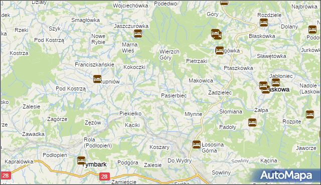 mapa Pasierbiec, Pasierbiec na mapie Targeo