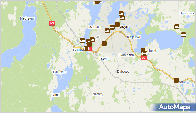 mapa Pasym powiat szczycieński, Pasym powiat szczycieński na mapie Targeo