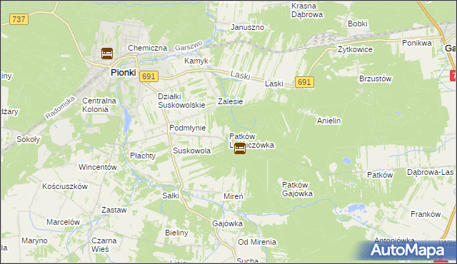 mapa Patków Leśniczówka, Patków Leśniczówka na mapie Targeo