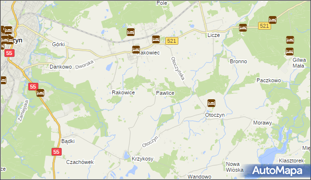 mapa Pawlice, Pawlice na mapie Targeo