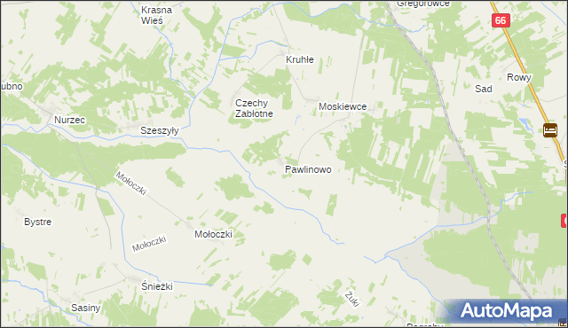 mapa Pawlinowo, Pawlinowo na mapie Targeo