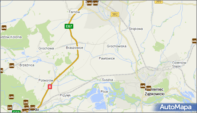 mapa Pawłowice gmina Ząbkowice Śląskie, Pawłowice gmina Ząbkowice Śląskie na mapie Targeo