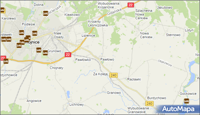 mapa Pawłowo gmina Chojnice, Pawłowo gmina Chojnice na mapie Targeo