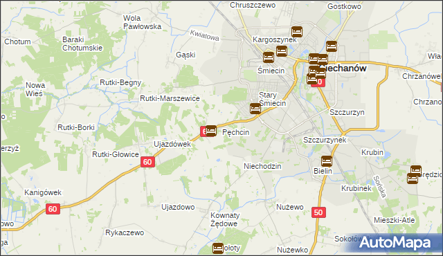 mapa Pęchcin, Pęchcin na mapie Targeo