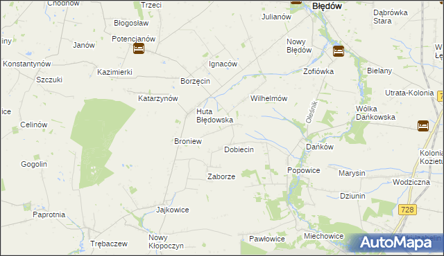 mapa Pelinów gmina Błędów, Pelinów gmina Błędów na mapie Targeo