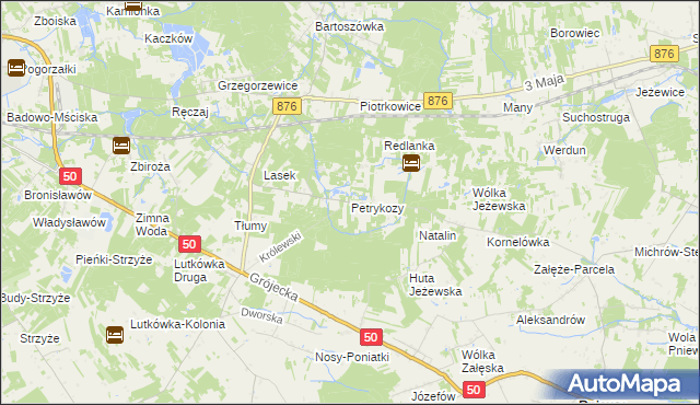 mapa Petrykozy gmina Żabia Wola, Petrykozy gmina Żabia Wola na mapie Targeo