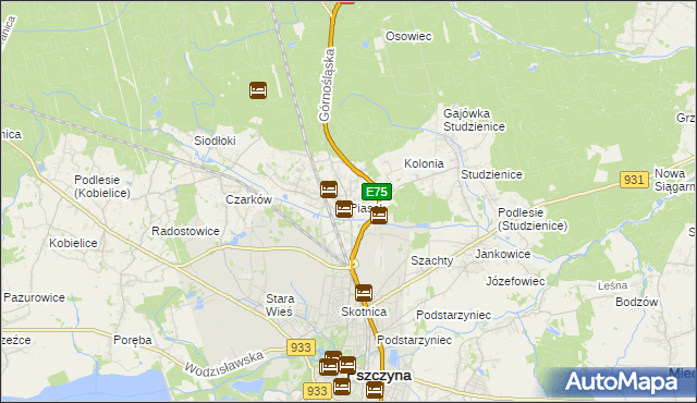 mapa Piasek gmina Pszczyna, Piasek gmina Pszczyna na mapie Targeo