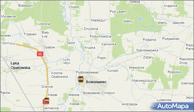mapa Piaski gmina Bolesławiec, Piaski gmina Bolesławiec na mapie Targeo