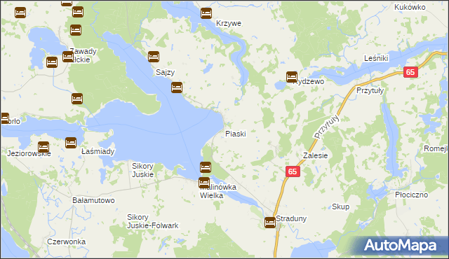 mapa Piaski gmina Ełk, Piaski gmina Ełk na mapie Targeo
