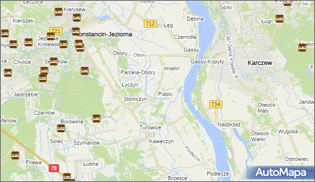 mapa Piaski gmina Konstancin-Jeziorna, Piaski gmina Konstancin-Jeziorna na mapie Targeo